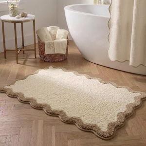 32x20" Khaki Scalloped Bathroom Mat