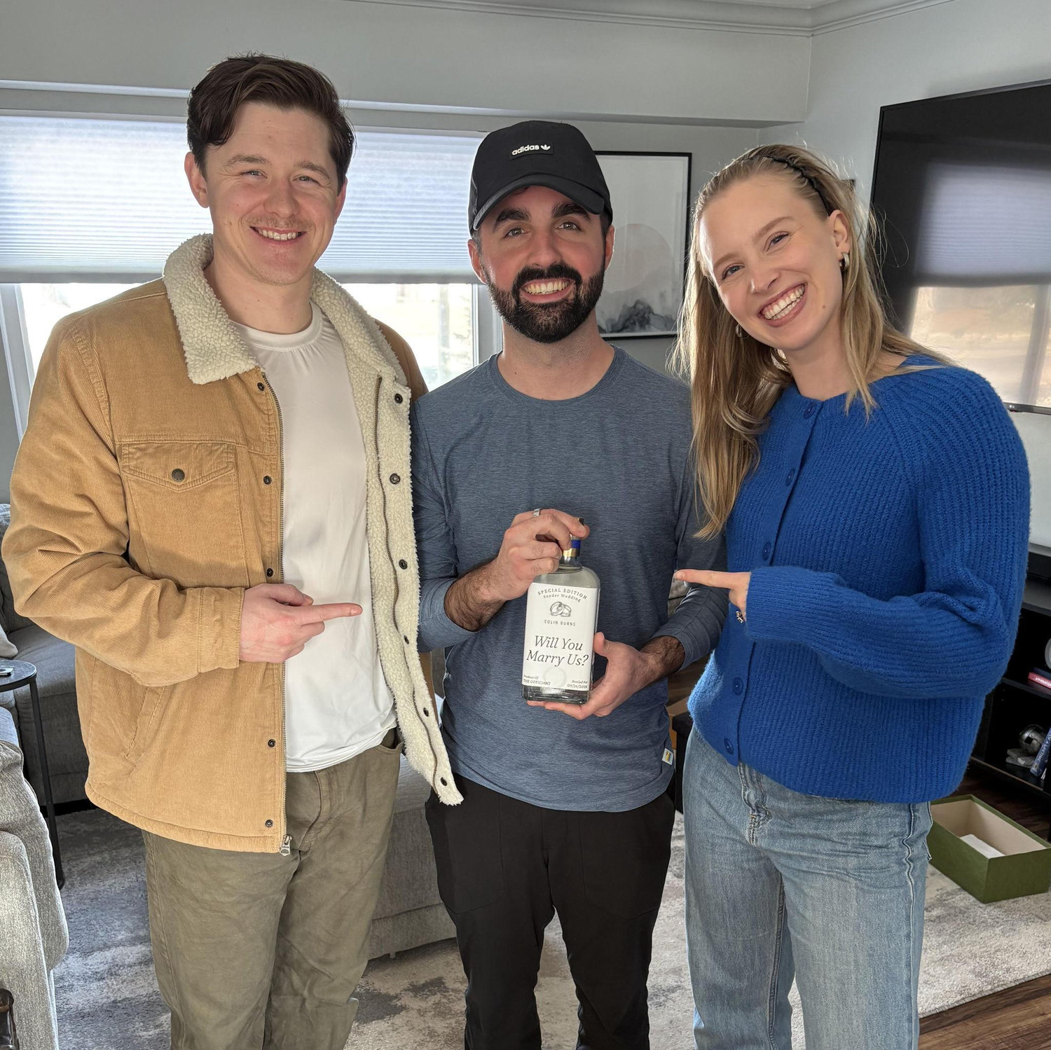 asking Colin to officiate our wedding with a custom bottle of tequila 02.14.26
