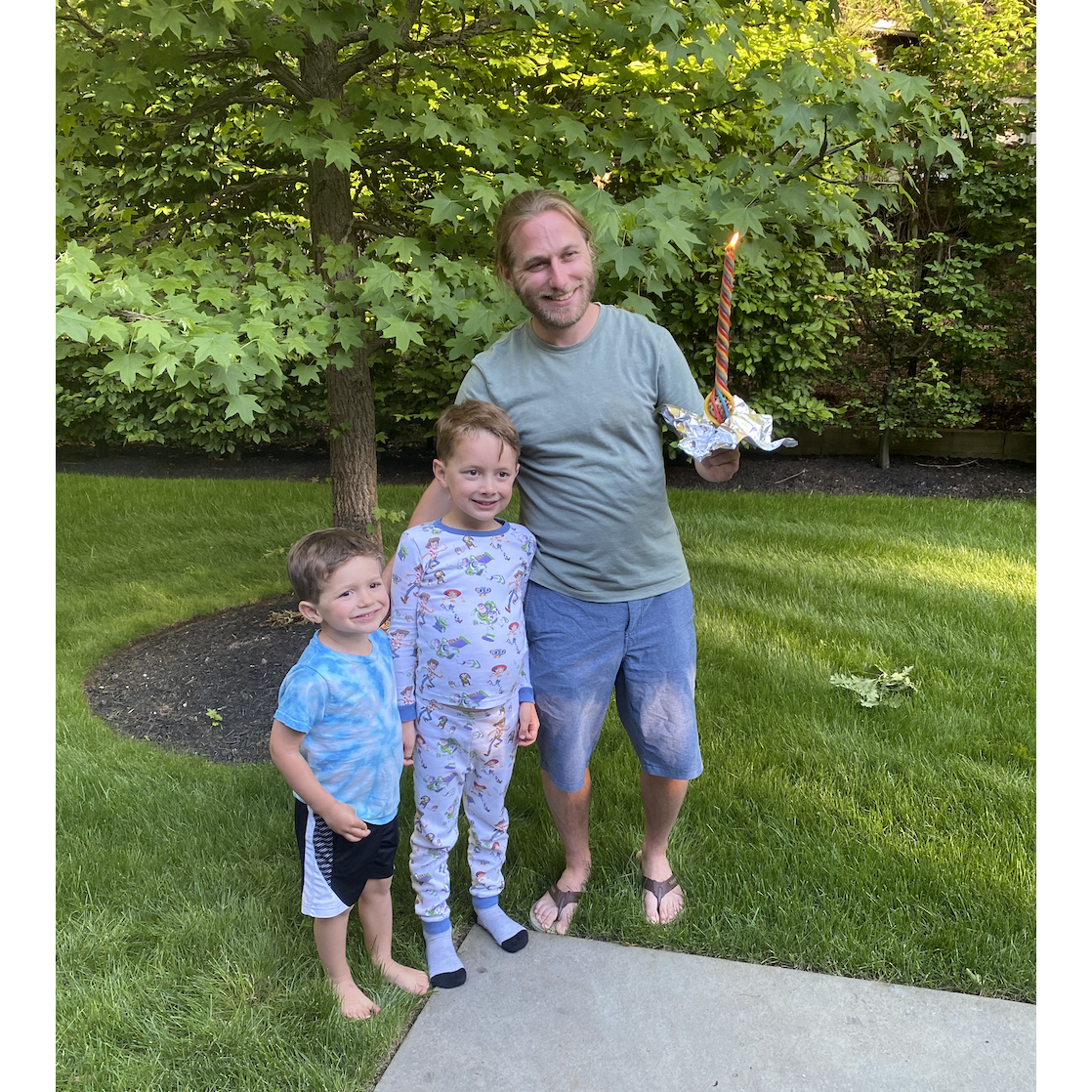 Leo and James celebrating their first Havdalah on Long Island