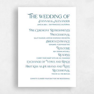 White Simple Wedding Program - Ginami