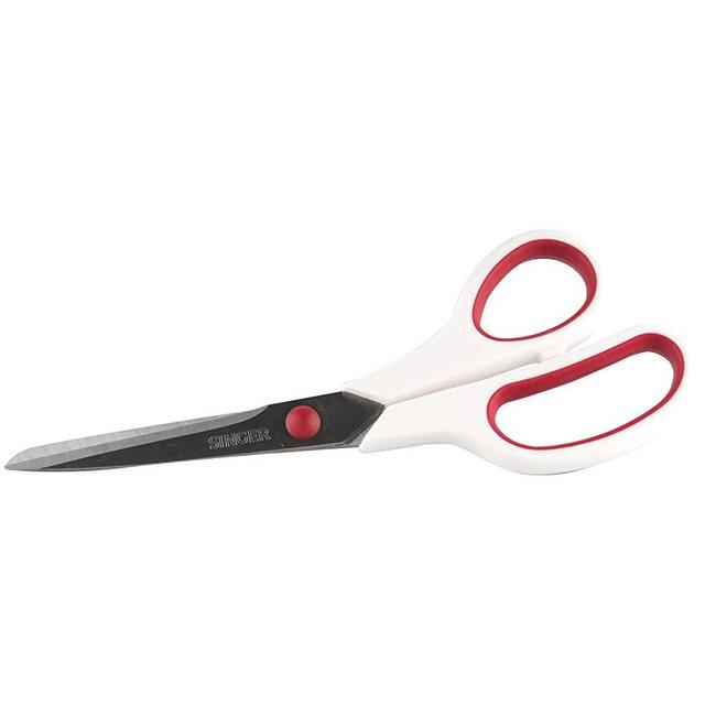 SINGER Fabric Scissors with Comfort Grip, 1-pack, Red & White