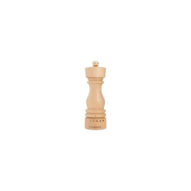 Cole & Mason London Pepper Mill – Premium Wood Design - Adjustable for Fine to Coarse Seasonings - Uses Carbon Steel Mechanism - Beech Wood, 7"