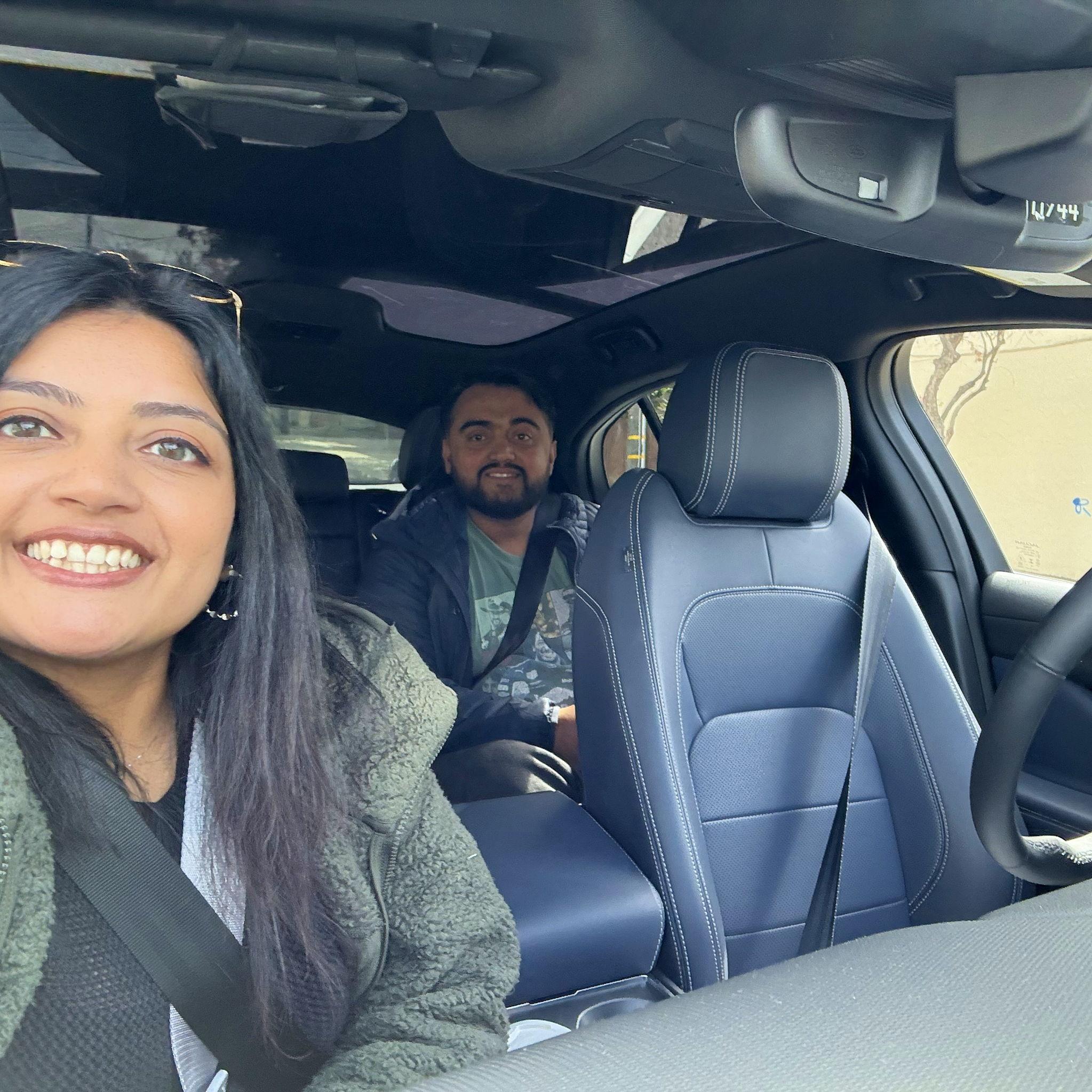Anu's first Waymo ride!