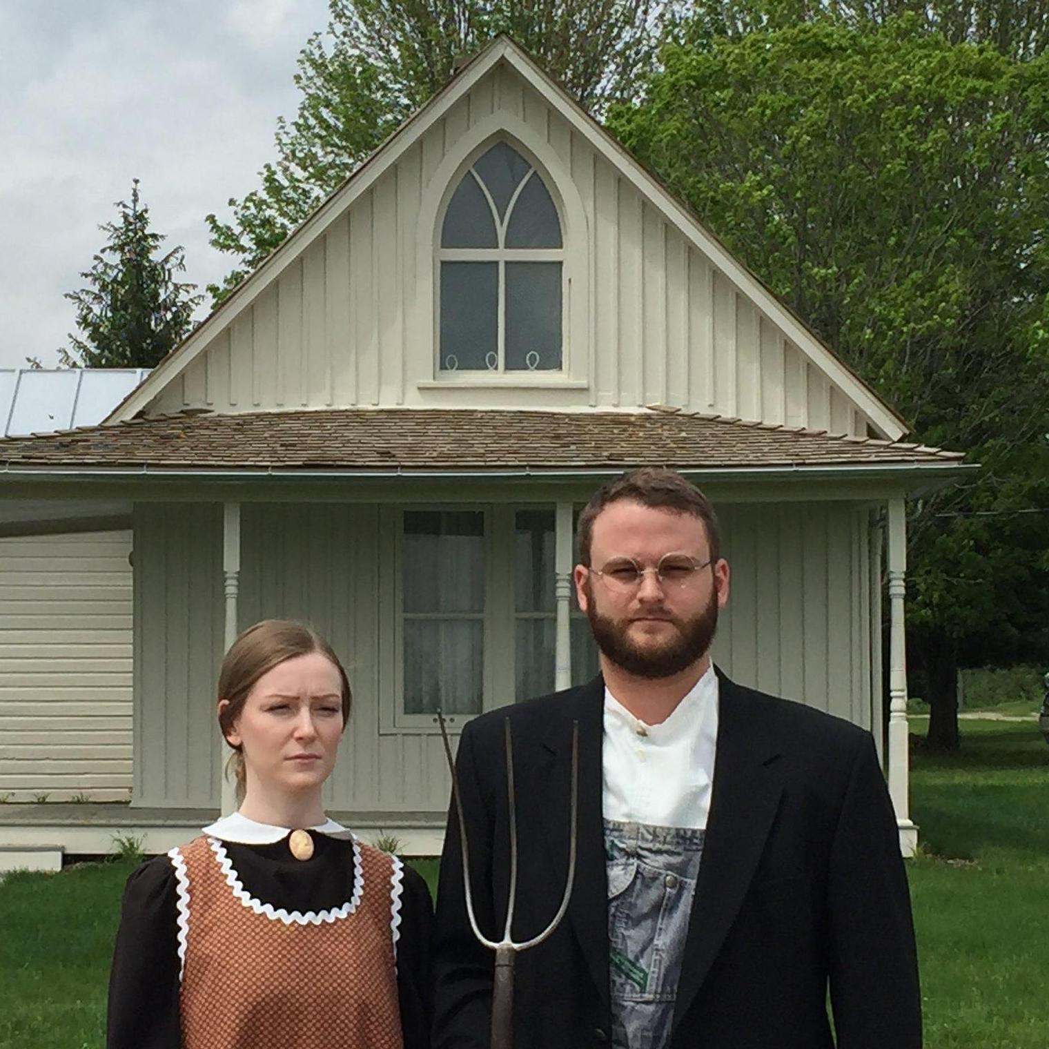 Jared and Madeline doing their best "American Gothic" impression!