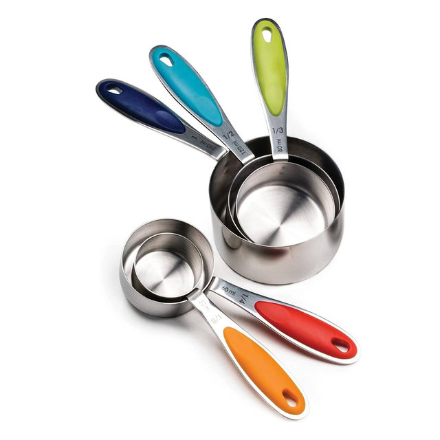 RSVP International Endurance Stainless Steel 5 Piece Measuring Cup Set - Color Handles