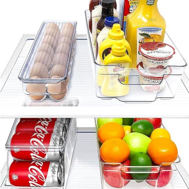 Sorbus Fridge Bins and Freezer Bins Refrigerator Organizer Stackable Food Storage Containers BPA-Free Drawer Organizers for Refrigerator Freezer and Pantry (Pack of 4)
