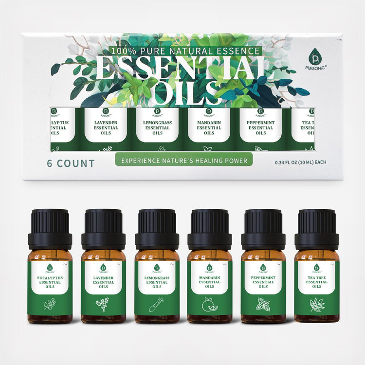 Purasonic, Pure Natural Essence Essential Oils Collection, 6-Pack