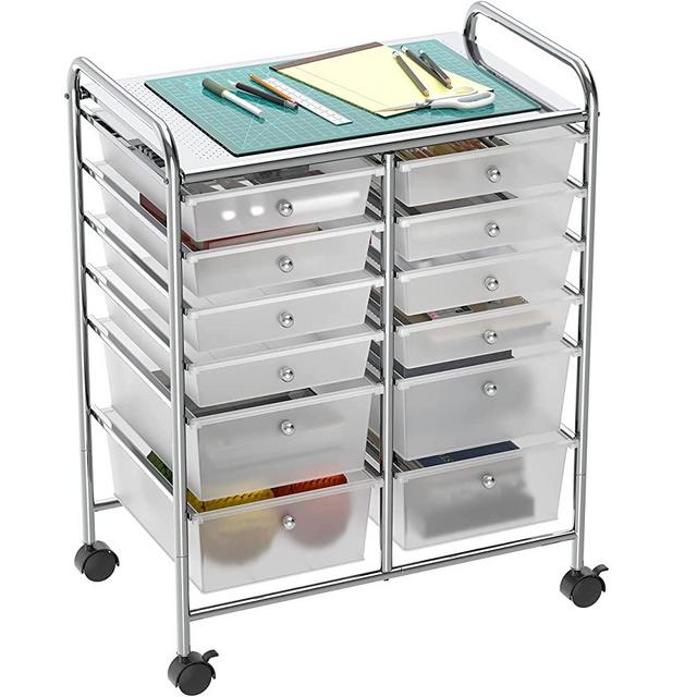 Simple Houseware Utility Cart with 12 Drawers Rolling Storage Art Craft Organizer on Wheels