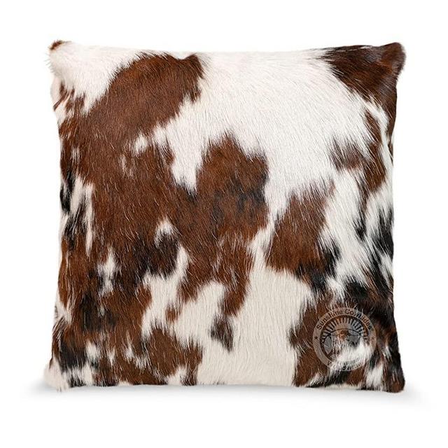 Genuine Tricolor Cowhide Pillow Cover 15" x 15" Cowhide Cushion Hair On Cover