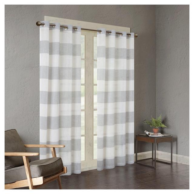 84"x50" Elliot Yarn Dyed Woven Sheer Window Curtain Panel Gray