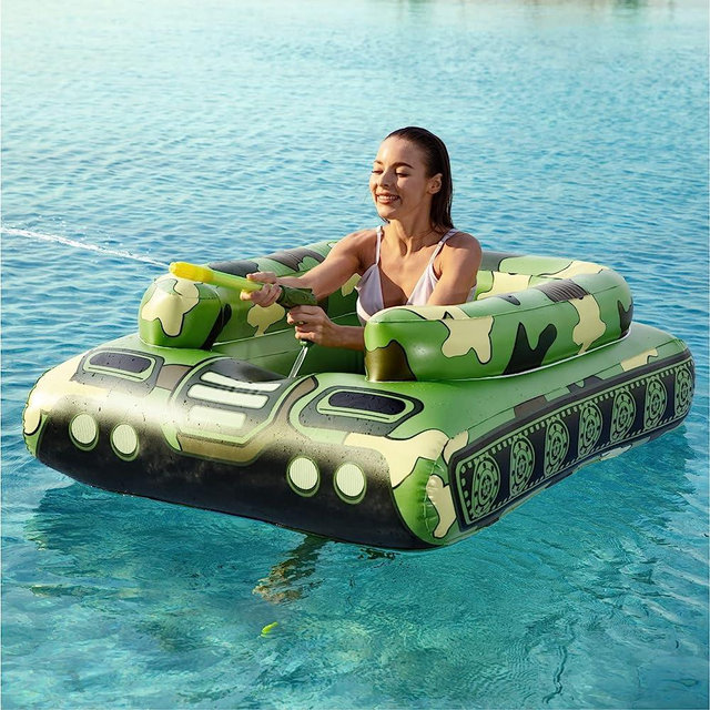 Inflatable Tank Pool Floats Adults - Jasonwell Kids Pool Floaties Swimming Pool Tank with Water Cannon Gun Swim Floaty Rafts Lake Beach Party Pool Toys for Boys Girls Toddlers Kids Adults