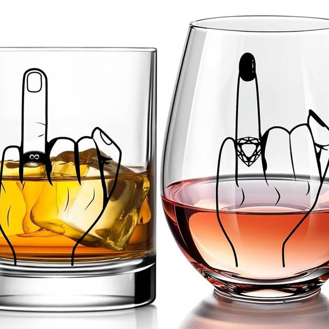 Colorsavant Halloween Engagement/Wedding Gift for Couples – Ring Finger Wine and Whiskey Glass Set–Cool Bridal Shower/Bachelorette Gift for Bride Groom, Newlyweds,Just Married,Mr and Mrs