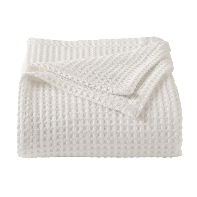 100% Cotton Waffle Weave Queen Bed Blanket | Soft, Breathable, and Lightweight Blanket for All-Seasons | Perfect for Layering | Brielle Collection (King, Ivory)