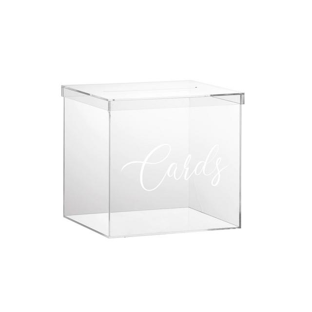 OnDisplay 10" Luxe Acrylic Clear Wedding Card Box w/Lid - Lucite Gift/Money Box
