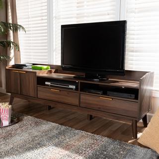 Lena Mid-Century Modern Finished 2-Drawer Wood TV Stand