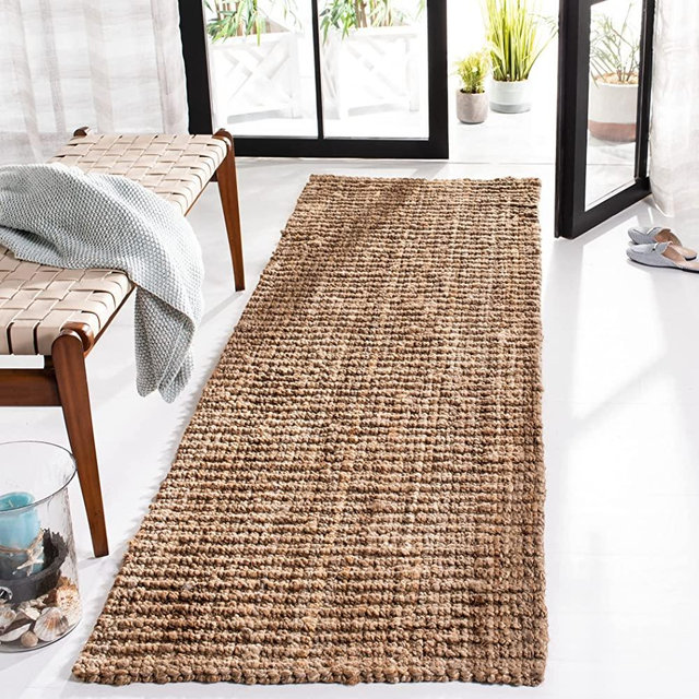 SAFAVIEH Natural Fiber Collection 2'6" x 10' Natural NF447A Handmade Chunky Textured Premium Jute 0.75-inch Thick Runner Rug