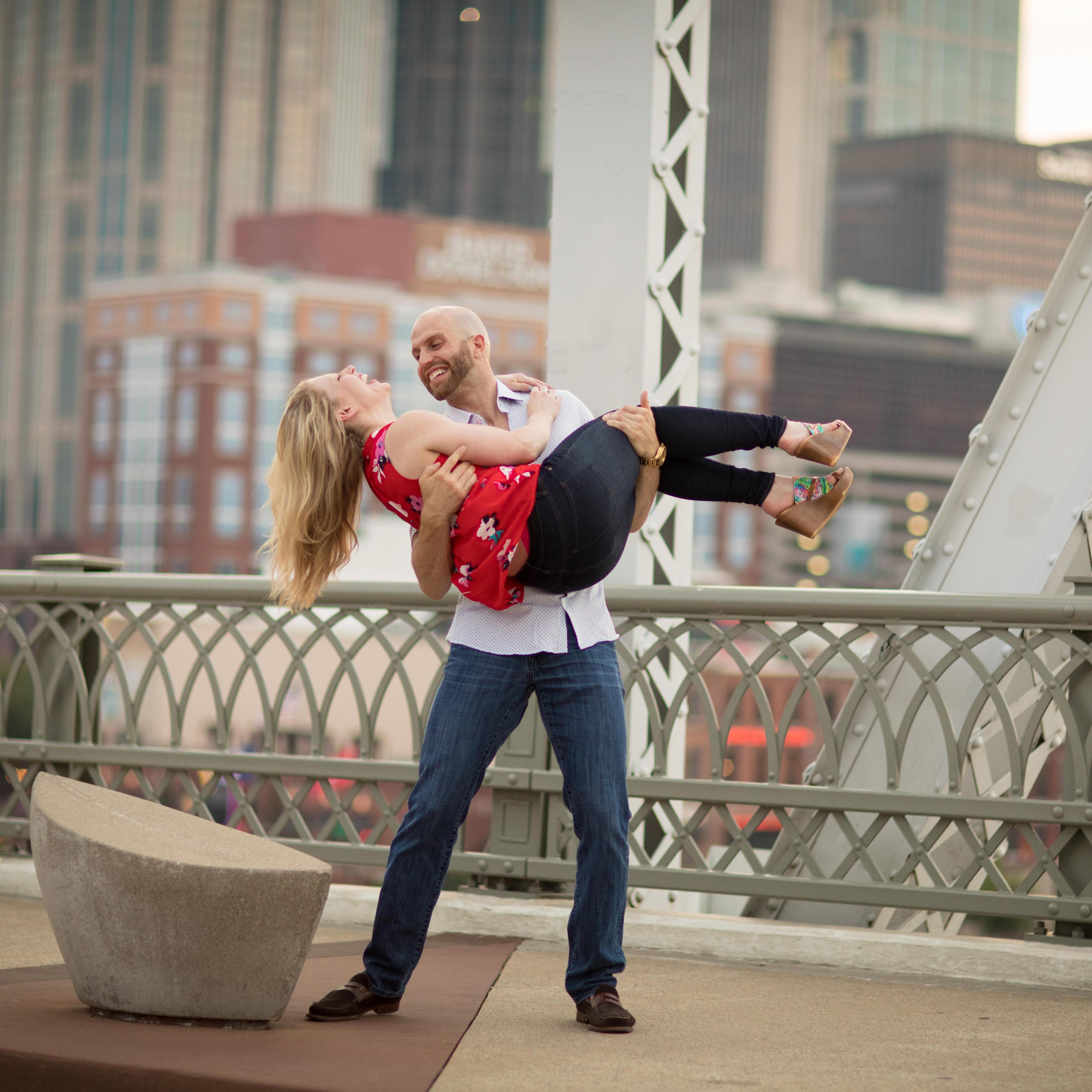 Fun during engagement photos!