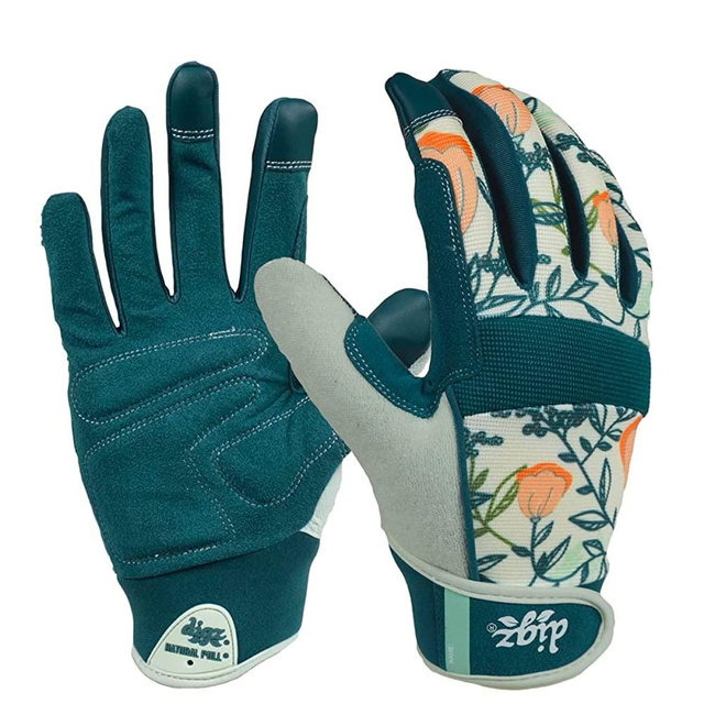 DIGZ 77860-23 High Performance Women's Gardening Work Touch Screen Compatible Fingertips Gloves, Small, Coral Floral Pattern