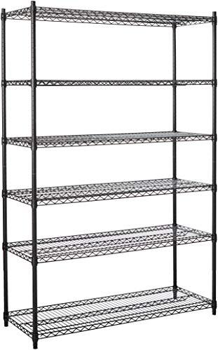 Honey-Can-Do SHF-01911 Adjustable Storage Shelving Unit, 600-Pounds Per Shelf, Black, 6-Tier, 48Lx18Wx72H