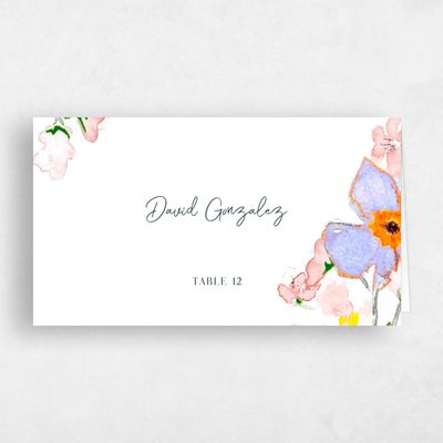 Blue Bordered Wedding Place Card - Castellina