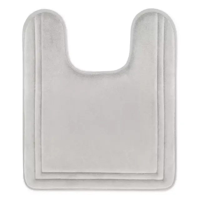 Simply Essential™ Memory Foam 21" x 24" Contour Bath Mat in Chrome
