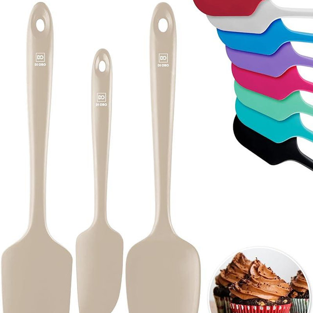 DI ORO Silicone Spatula Set - Rubber Kitchen Spatulas for Baking, Cooking, & Mixing - 600°F Heat-Resistant & BPA Free Silicone Scraper Spatulas for Nonstick Cookware - Dishwasher Safe (3pc, Clay)