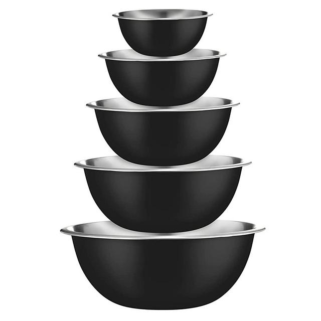 Stainless Steel Mixing Bowls (Set of 5) Stainless Steel Mixing Bowl Set - Easy To Clean, Nesting Bowls for Space Saving Storage, Great for Cooking, Baking, Prepping