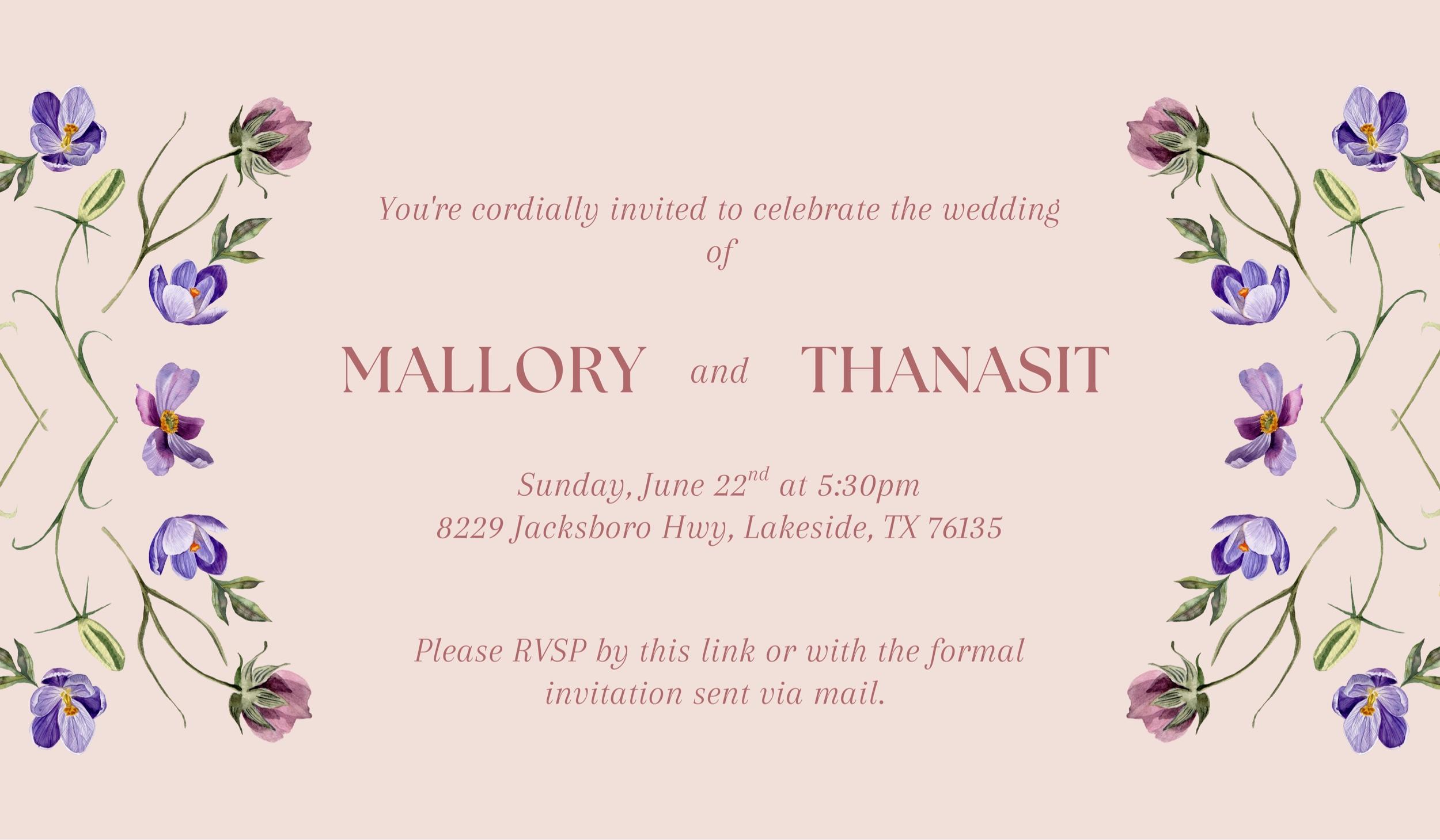The Wedding Website of Mallory Morton and Thanasit Pimnipapatrakul