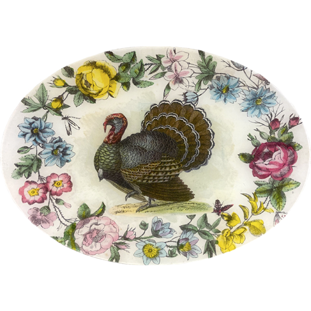 Turkey & Flowers 13 X 18" OVAL