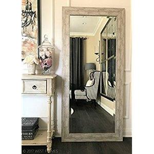 Sandberg Furniture Farmhouse, Full Length Leaner Mirror, Antique White Wash