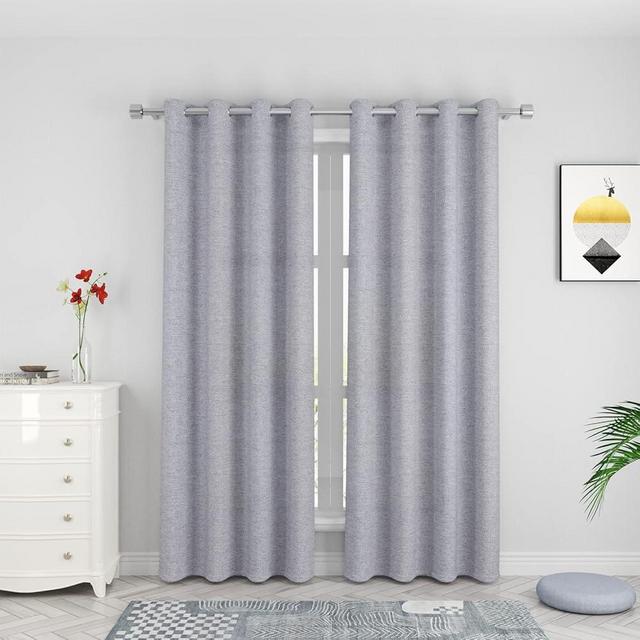 UPOPO Curtains Grey 92 inch Length Kitchen Semi Sheer Privacy Linen Textured Living Room Divider Bedroom Curtain Basement Window Curtain Sliding Glass Door Patio 2 Panels Grommet Top Drapes