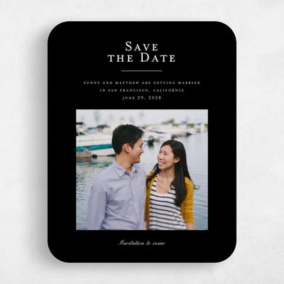Black Rounded Wedding Save the Date - Lucca Photo