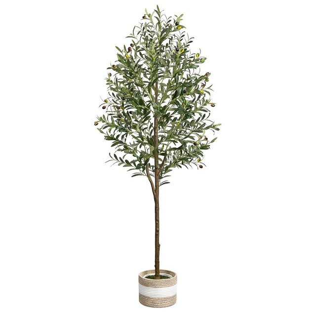 LuceAlberi Artificial Olive Tree 5.5FT Faux Indoor Decorative Plant | Tall Trees with Planter&Basket, Large Fake Olive Silk Realistic Olive Plants with Branches for Home Decor Office Living Room