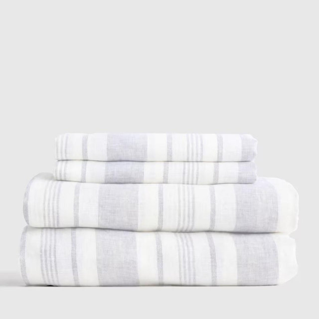 European Linen Modern Stripe Sheet Set Queen