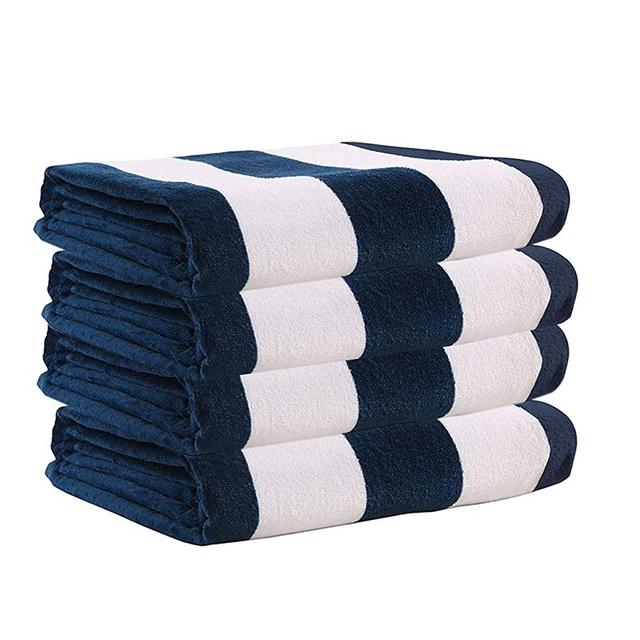 Exclusivo Mezcla 100% Cotton Oversized Large Beach Towel Sets,Pool Towel (Cabana Stripe,4 Pack,35"x70")—Soft, Quick Dry, Lightweight, Absorbent, and Plush