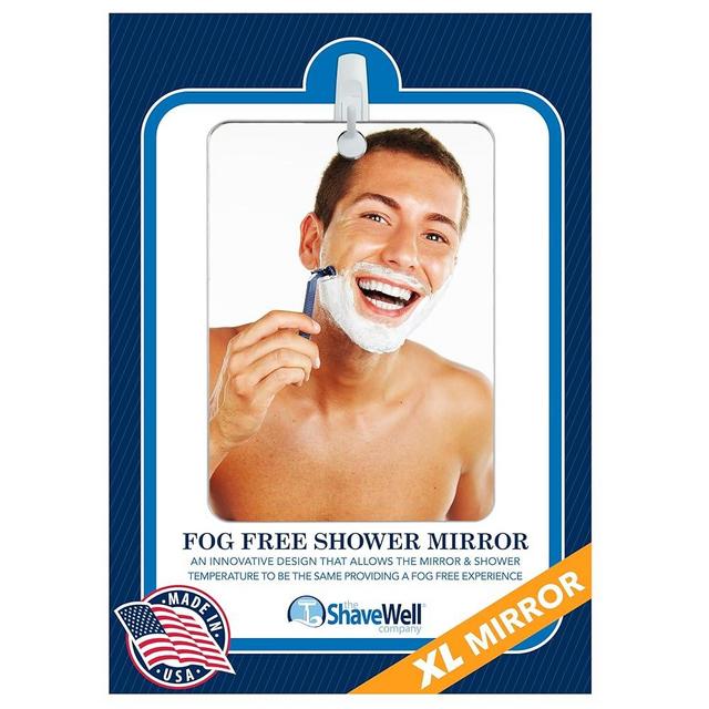 The Shave Well Company XL Anti-Fog Shaving Mirror | Fogless Hanging Bathroom Shower Mirror with Handheld Option for Men and Women | Fog Free & Includes Long-Lasting Removable Adhesive Hook