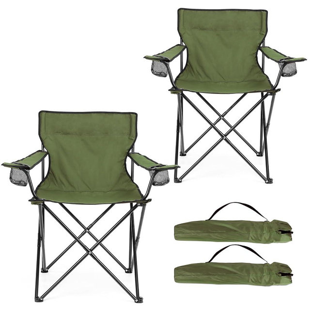 HaSteeL Camping Chair for Adults, Folding Beach Chair Set of 2, Large Foldable Portable Chair for Outdoors Fishing, Hiking, Sporting, Travel, Picnic, Lawn, Hold 275lbs & A Storage Bags (Green)