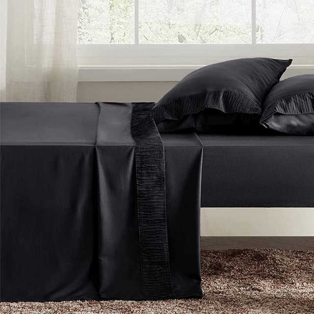 Bedsure California King Sheet Sets - Soft 1800 Sheets for California King Size Bed, 4 Pieces Hotel Luxury Black Sheets Cal King, Easy Care Polyester Microfiber Cooling Bed Sheet Set