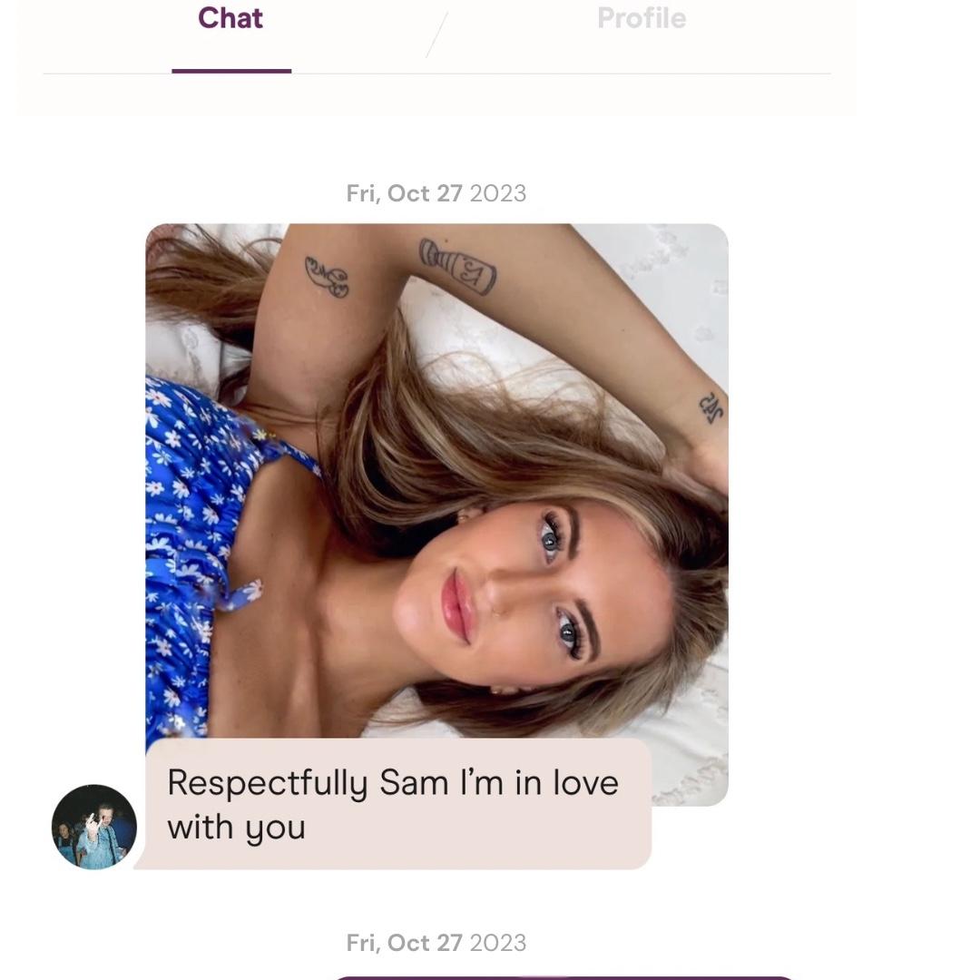 Connor’s first message to Sam on Hinge
