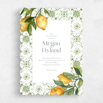Green Scalloped Wedding Wedding Shower Invitation - Limoncelli Portrait
