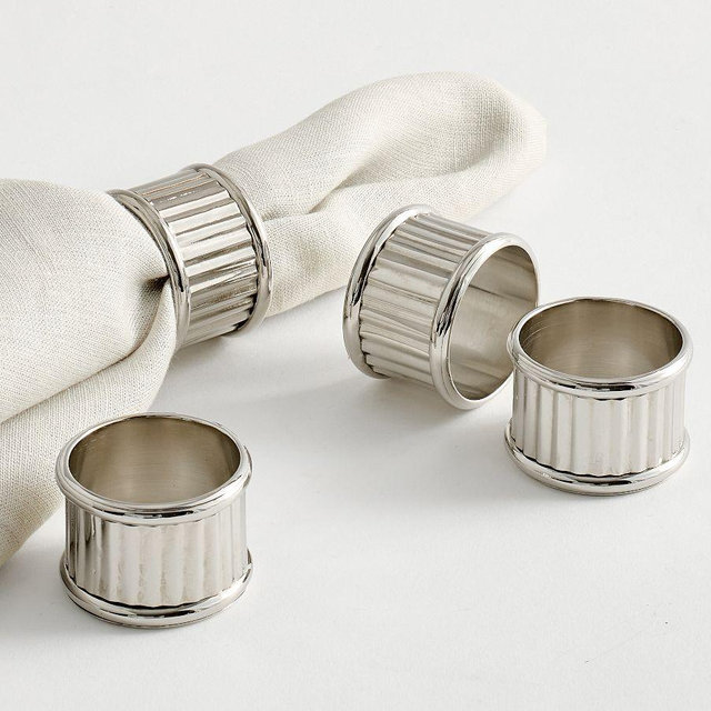 Monique Lhuillier Rivoli Napkin Rings, Set of 4 - Polished Nickel