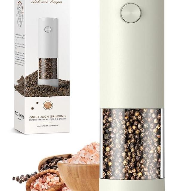 1 Pack Salt and Pepper Grinder-Electric Adjustable Coarseness Salt Pepper Grinder Shakers House Warming Gifts Automatic Battery Pepper Mill Shakers Gifts for Women Wedding Registry Must Haves