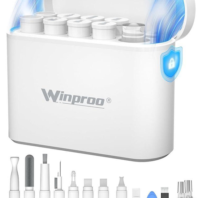 iPhone Cleaning Kit for Charging Port, Multi-Tool Phone Cleaning Kit for iPhone, Laptop and Earbud, Airpod Cleaner Kit with Magnetic Closure — White