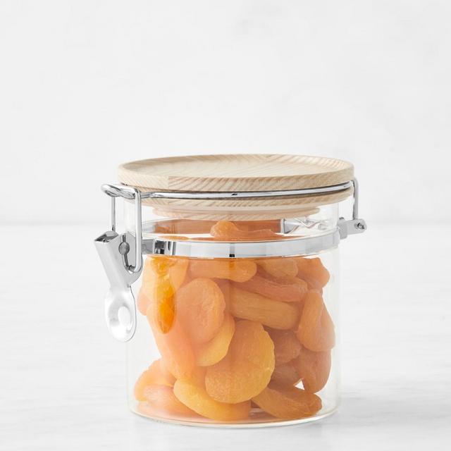 Hold Everything Stacking Glass Canister with Clamp, Ashwood, Small