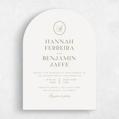 Dark Sage, Green Wedding Invitation - St Anne Portrait