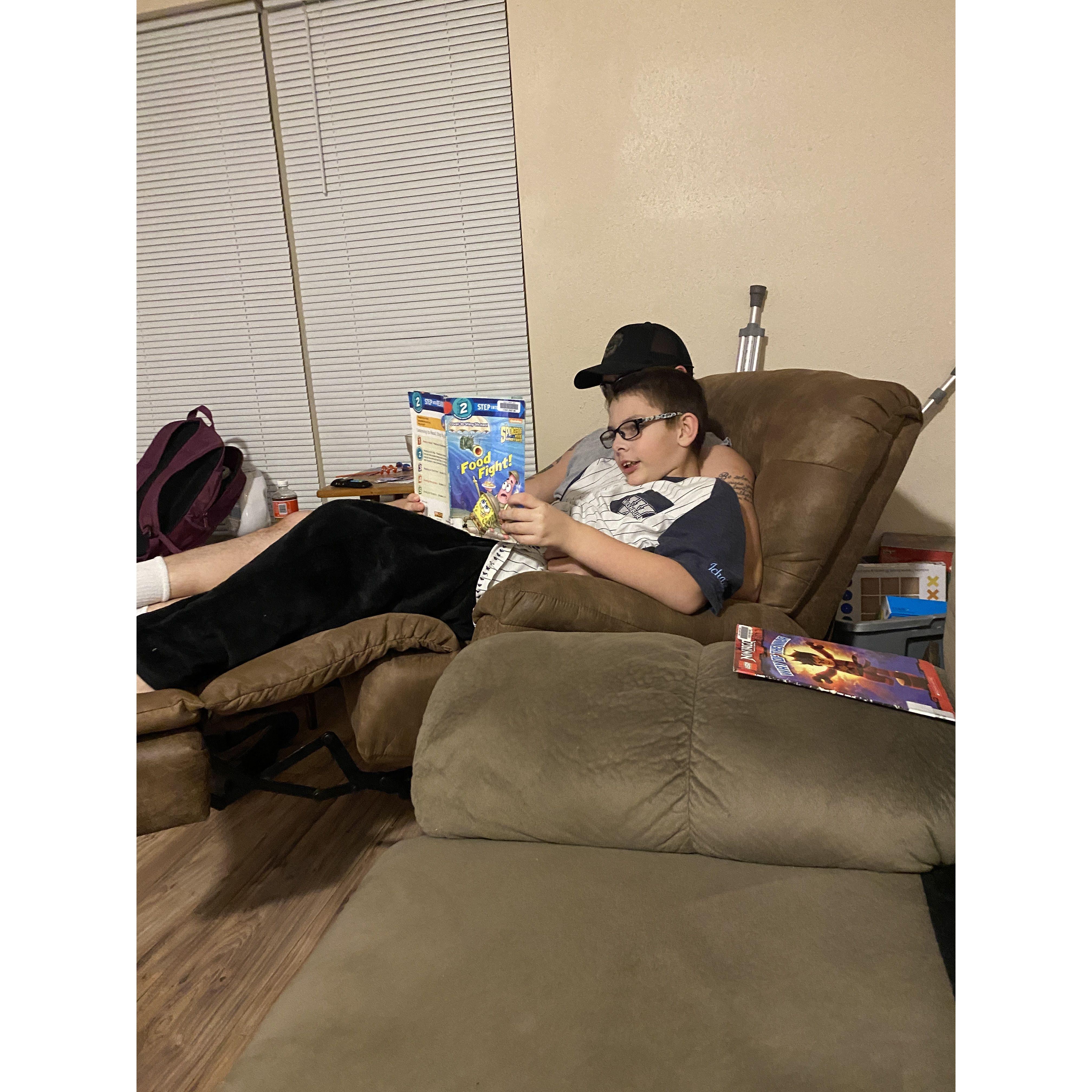 David reading with Aaron