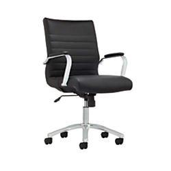 Realspace - Chair - Winsley Mid-Back Chair, Winsley Mid-Back Chair - Leather - 9/16" h x 22-1/2" w x 22-1/2" d - Black