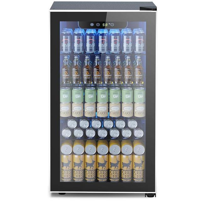 Electactic Mini Fridge 130 Can Beverage Refrigerator Cooler, 3.2 Cu.Ft Drink Fridge for Soda Wine Beer, Adjustable Temperature Control for Home Office RV, Black