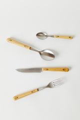 SET OF 4 BURNED BOXWOOD FLATWARE