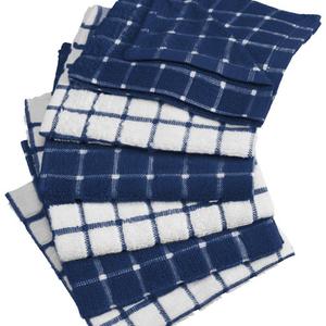 DII Cotton Terry Windowpane Dish Cloths, 12 x 12 Set of 6, Machine Washable and Ultra Absorbent Kitchen Bar Towels-Nautical Blue